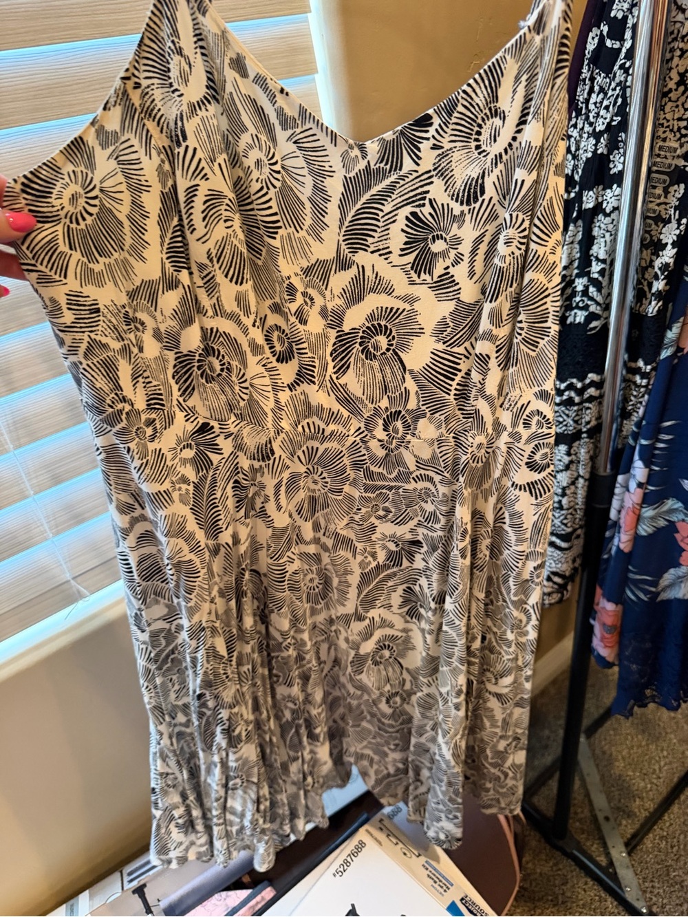 Old Navy Black and White Floral Swing Dress